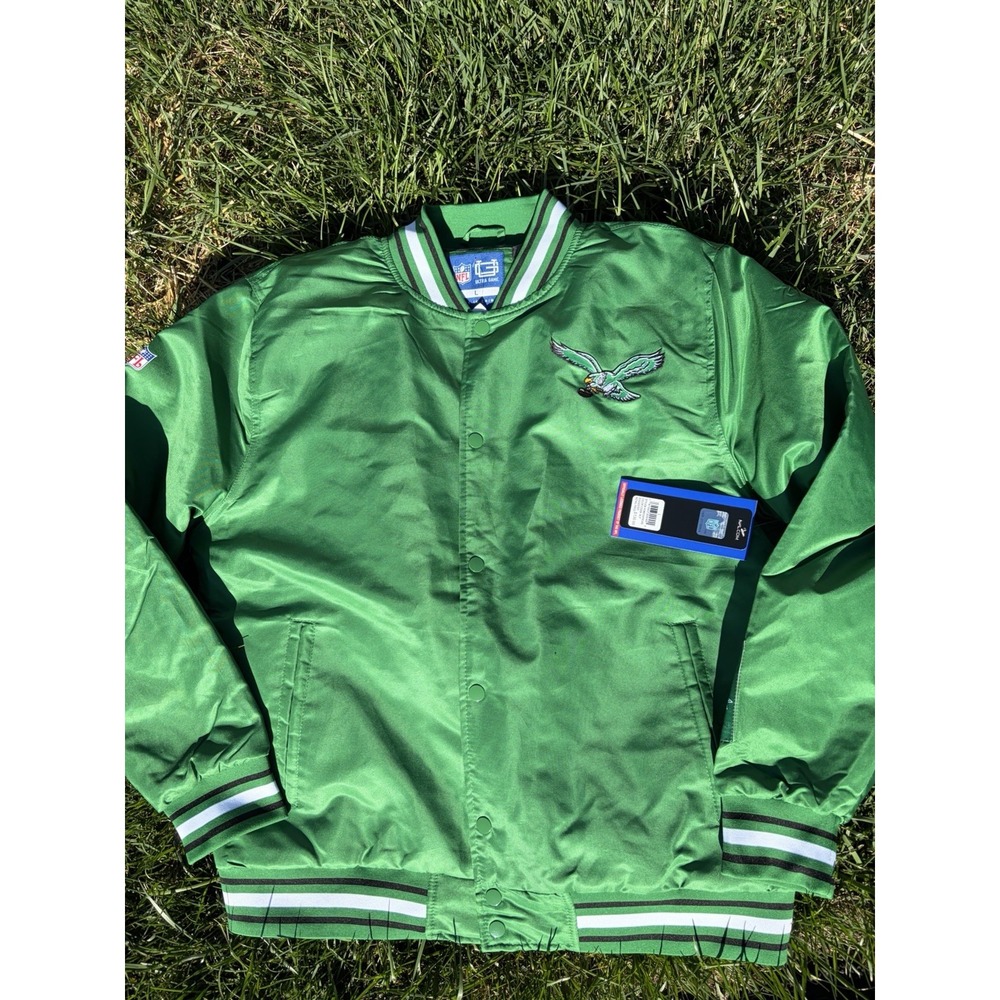 NFL Philadelphia Eagles Mens Size XL retro logo Green bomber jacket Coat